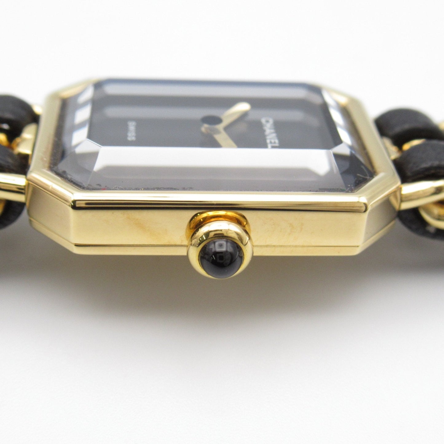 CHANEL Premiere L Wrist Watch H0001 Quartz Black Gold Plated Leather belt H0001