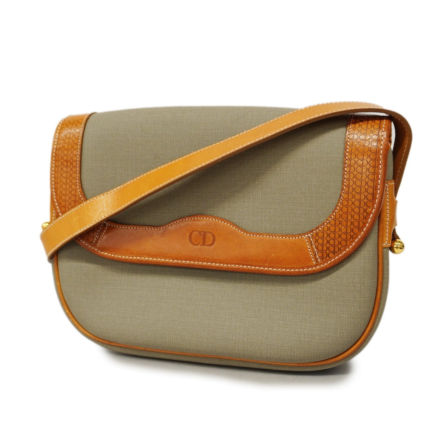CHRISTIAN DIORAuth  Honeycomb Women's PVC Shoulder Bag Brown,Gray