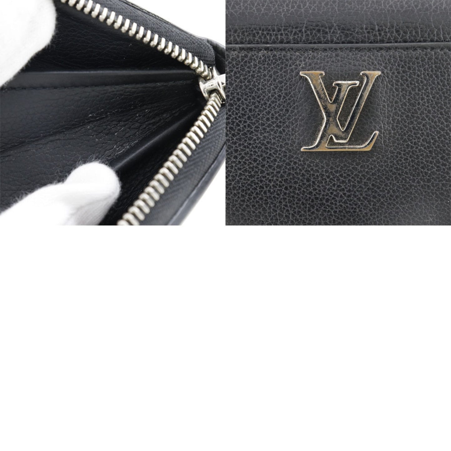 LOUIS VUITTON Portefeuille Lock Me Long Wallet Zippy Leather Black UB3168 Ladies
