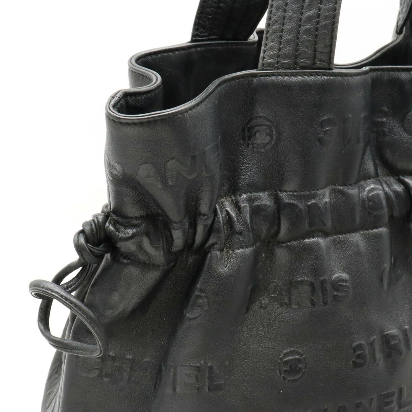 CHANEL Unlimited Embossed Tote Bag Shoulder Leather Black 6123