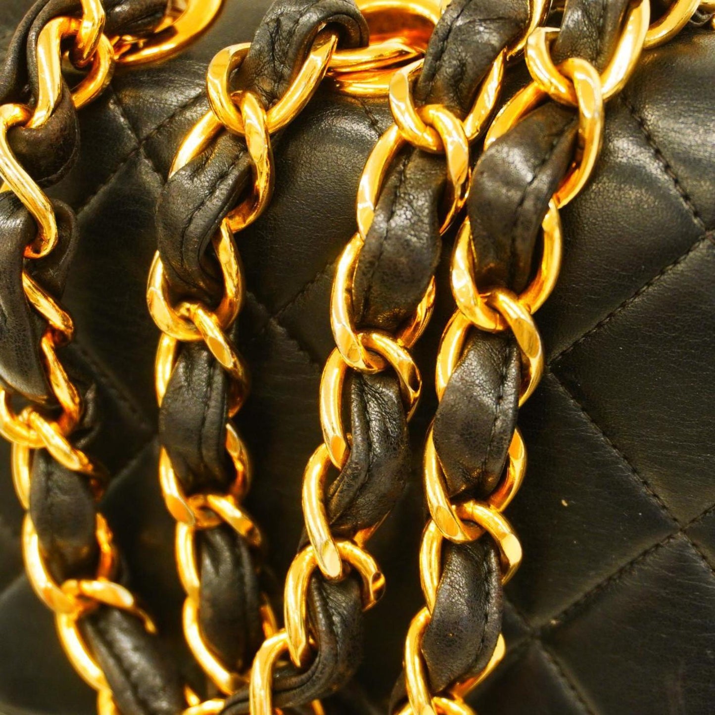 Chanel Shoulder Bag Deca Matelasse W Chain Lambskin Black Women's