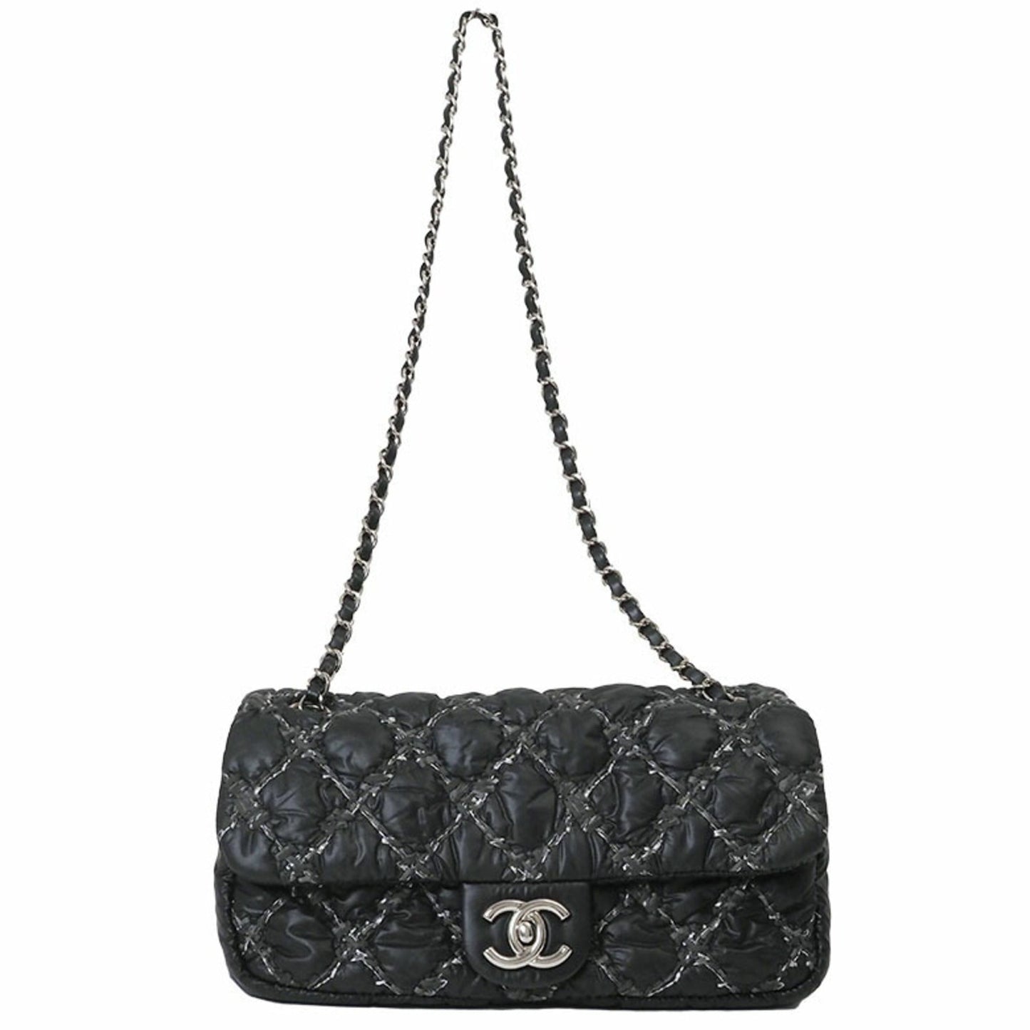 Chanel Parisian Shoulder Matelasse Bag Black A50629 Women's Nylon Chain CHANEL