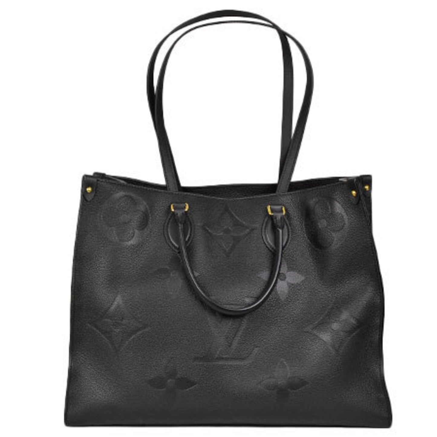 Louis Vuitton ON THE GO GM Tote Bag Shoulder Monogram Implant Leather Black Handbag M44925
