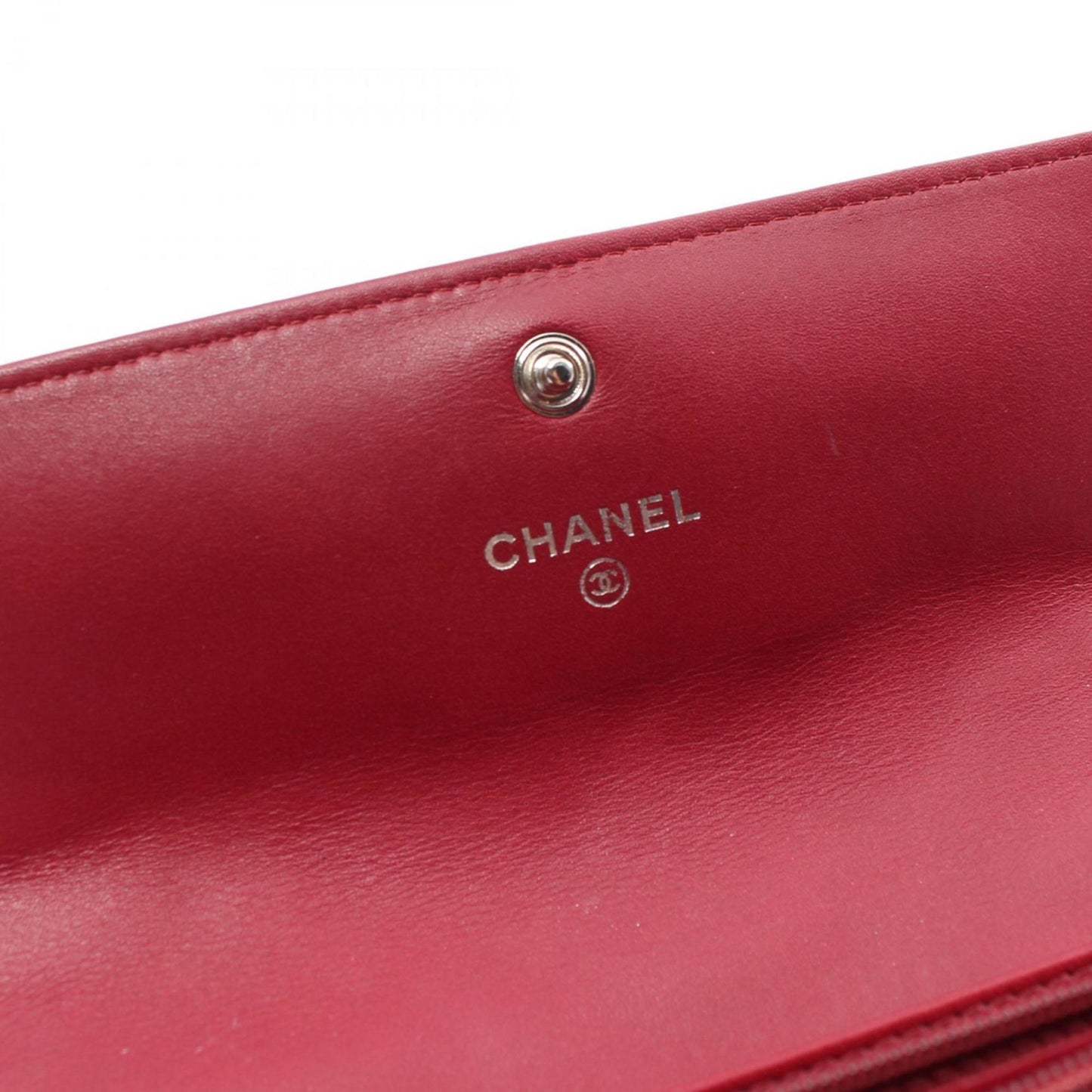 CHANEL Ultra Stitch Coco Mark Bi-fold Long Wallet Leather Women's Red A69097