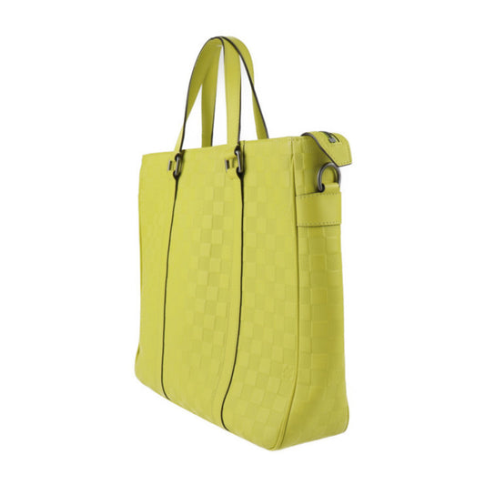 LOUIS VUITTON Tadao PM Tote Bag N41393 Damier Infini Vert Ascede Yellow Silver Hardware Handbag