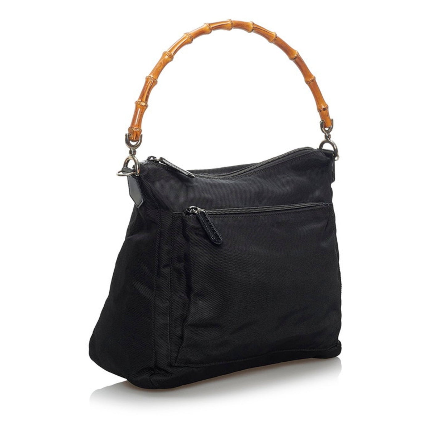 Gucci Bamboo One Shoulder Bag 000 0509 Black Nylon Leather Ladies GUCCI