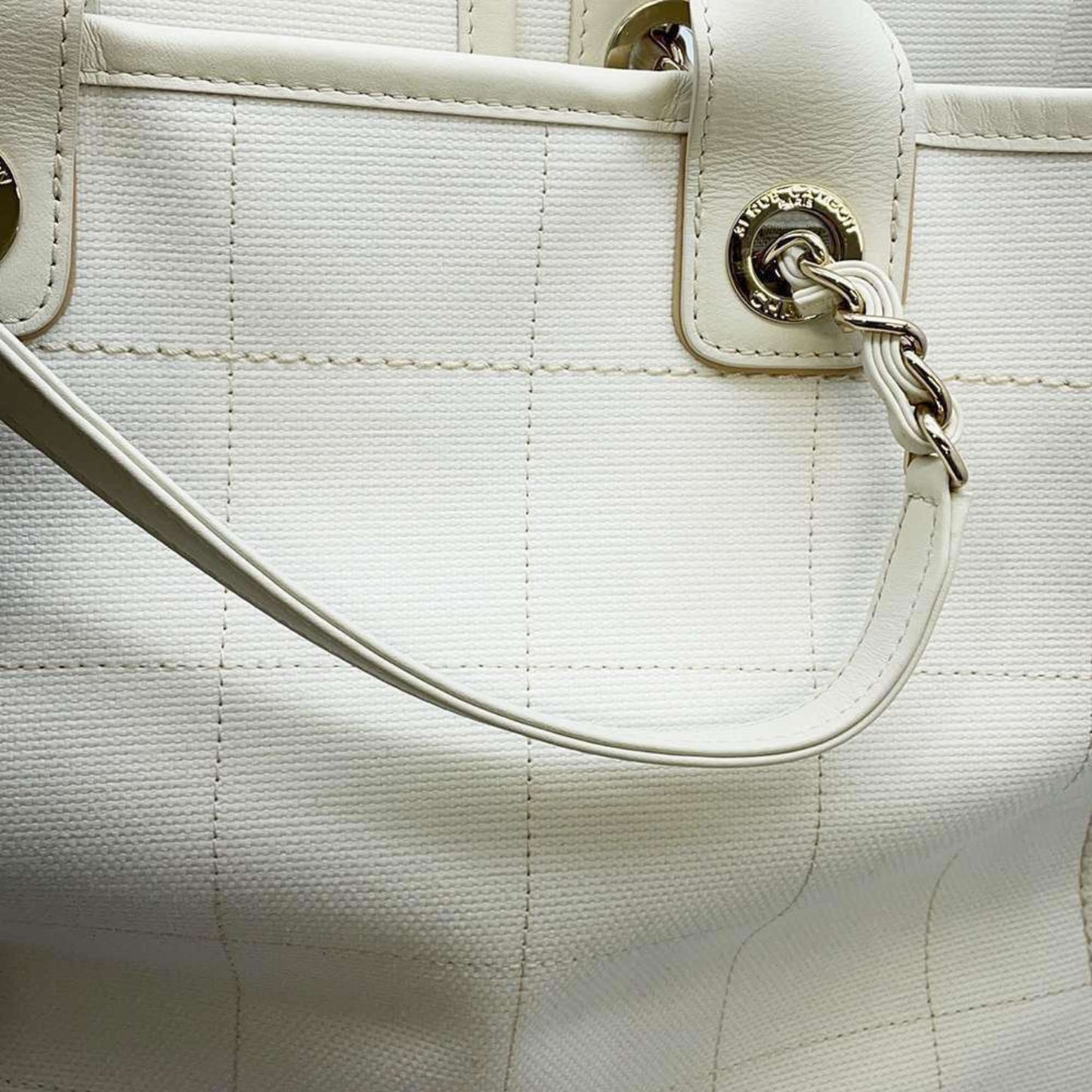 Chanel Tote Bag Deauville Line Coco Mark Large Canvas A66941 2way Shoulder White