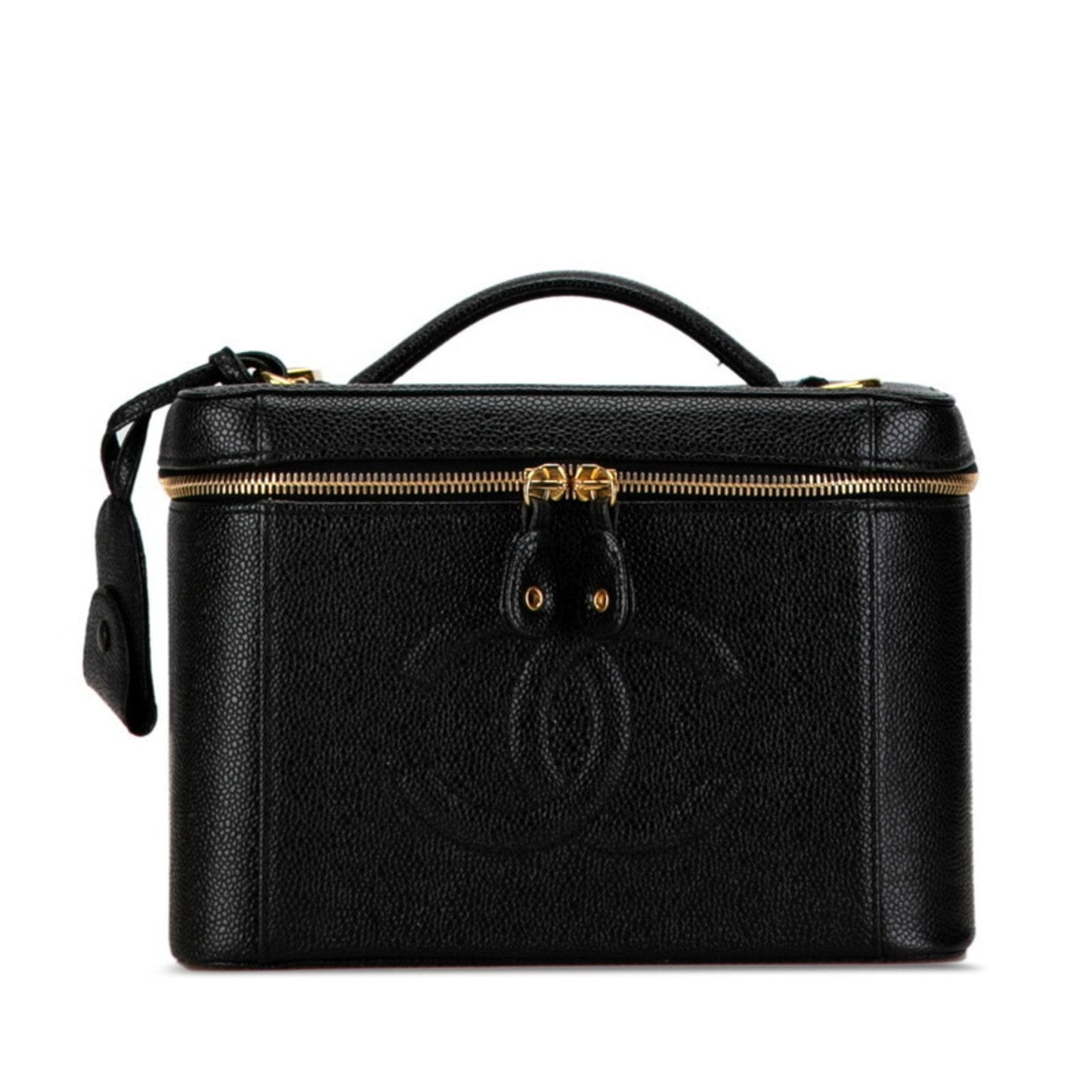 Chanel Coco Mark Handbag Vanity Bag Black Caviar Skin Women's CHANEL