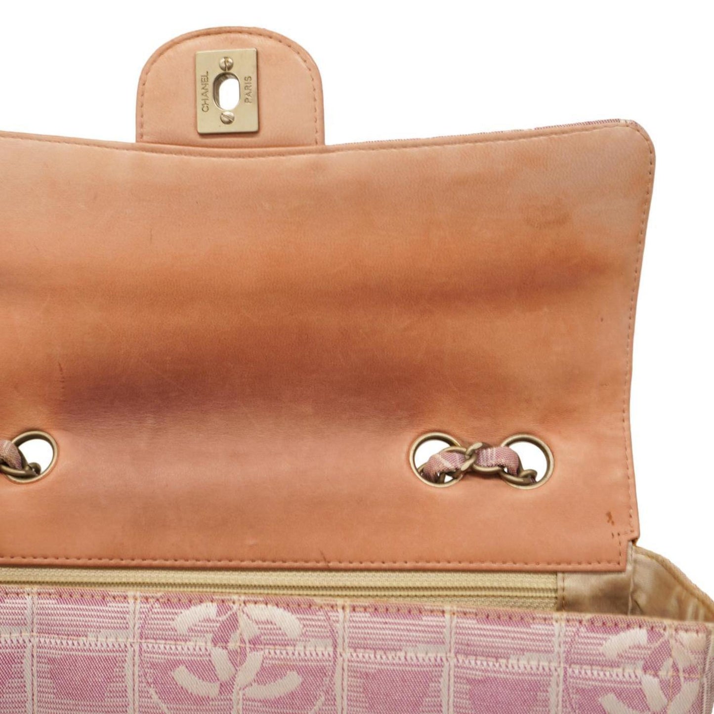 Chanel Shoulder Bag New Travel W Chain Nylon Pink Women's