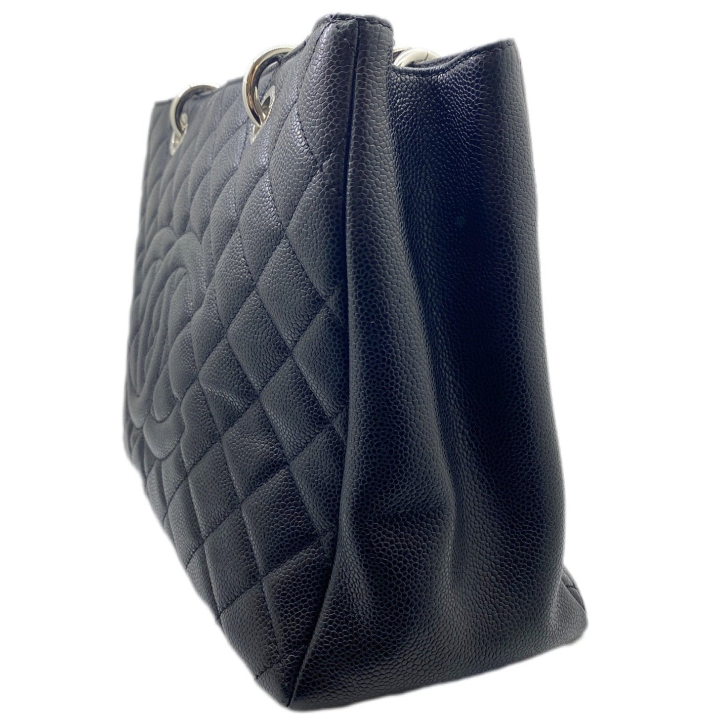 CHANEL Tote Bag GST Coco Mark Handbag Chain Shoulder Compatible Caviar Skin Black Women's