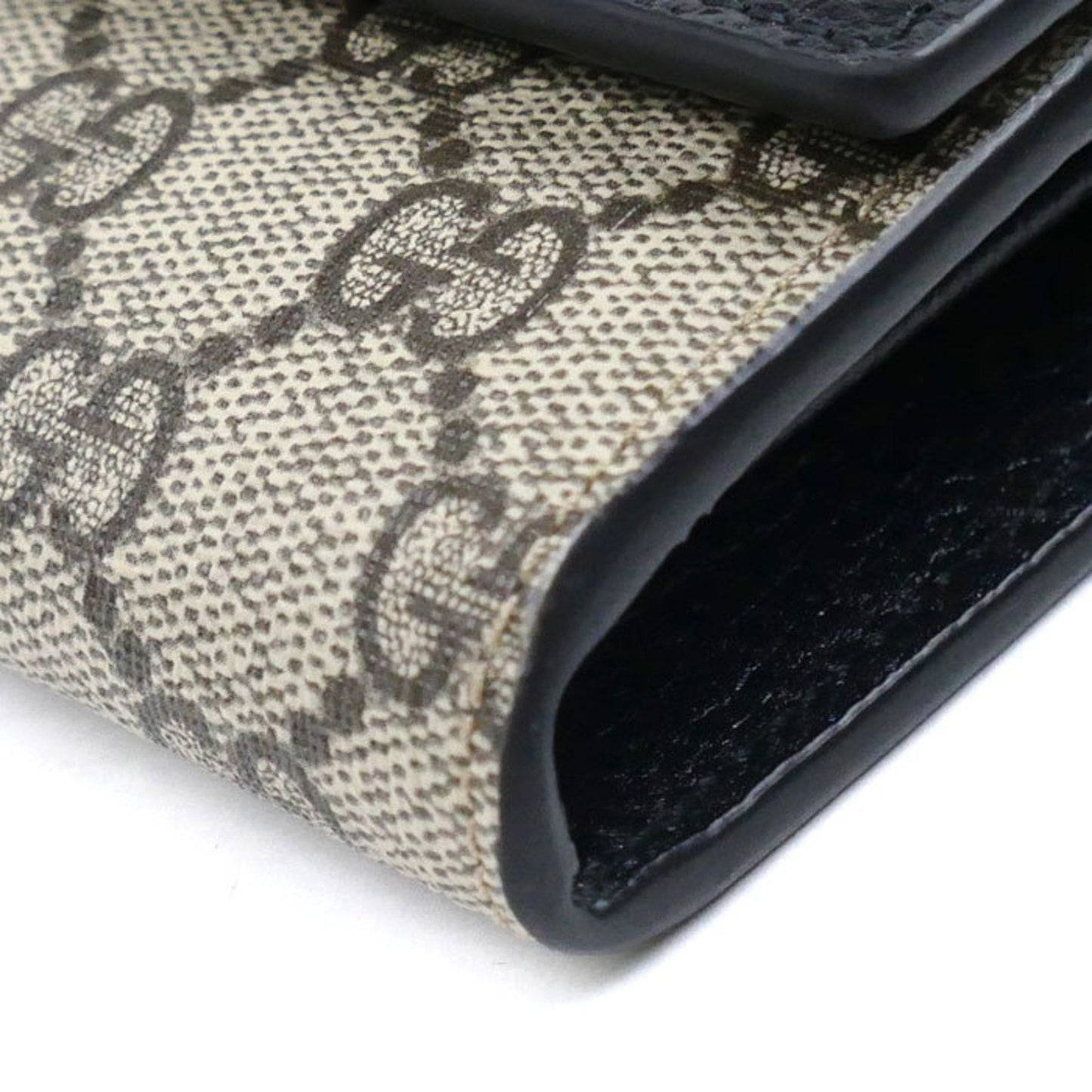 Gucci Beige Black Gg Supreme Canvas Leather Coin Purse/Coin Case