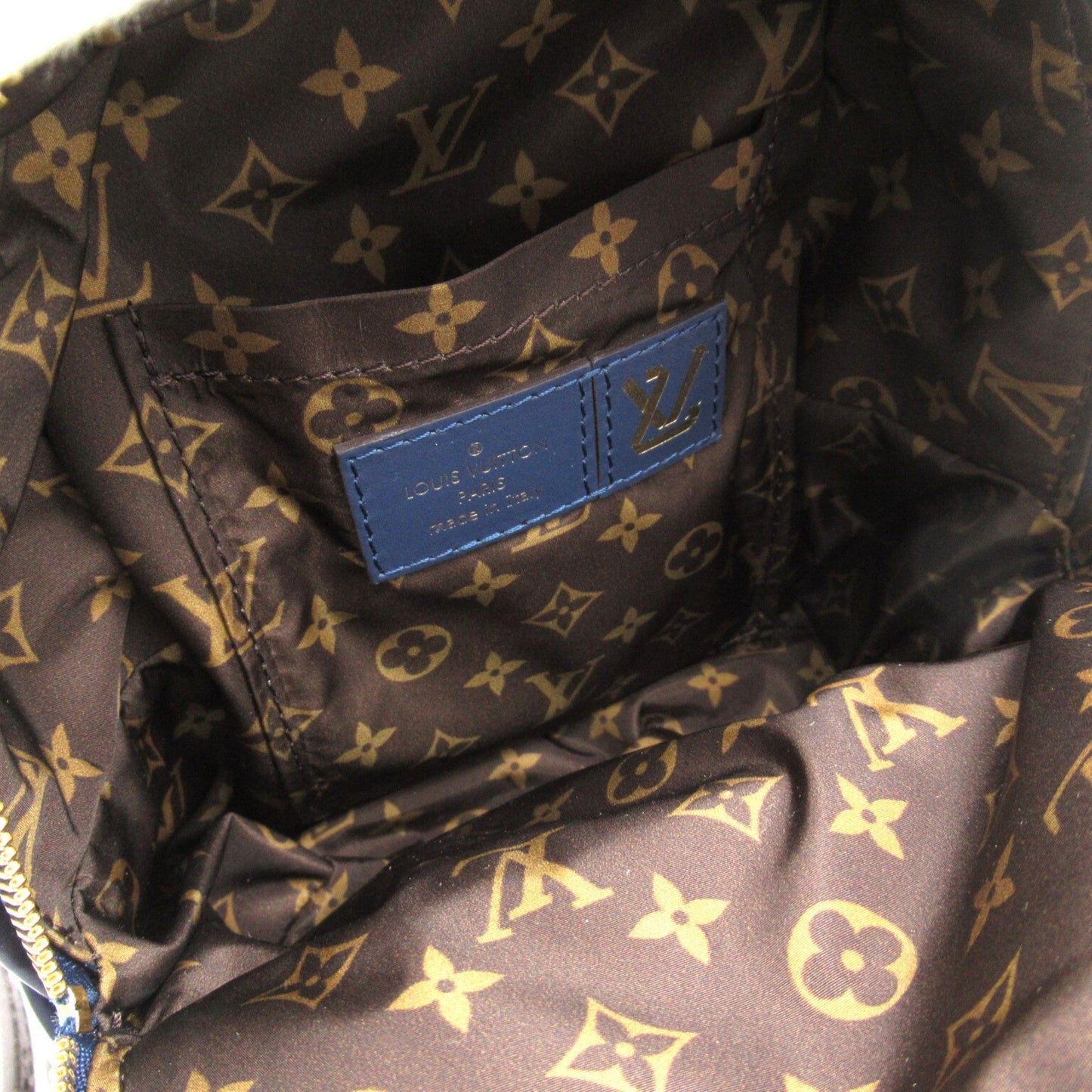LOUIS VUITTON Palm Springs Backpack MINI Blue Nylon recycled metallic nylon M21060