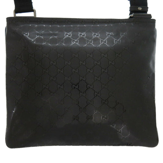 Gucci Black Silver Coated Canvas Leather Shoulder Bag ()