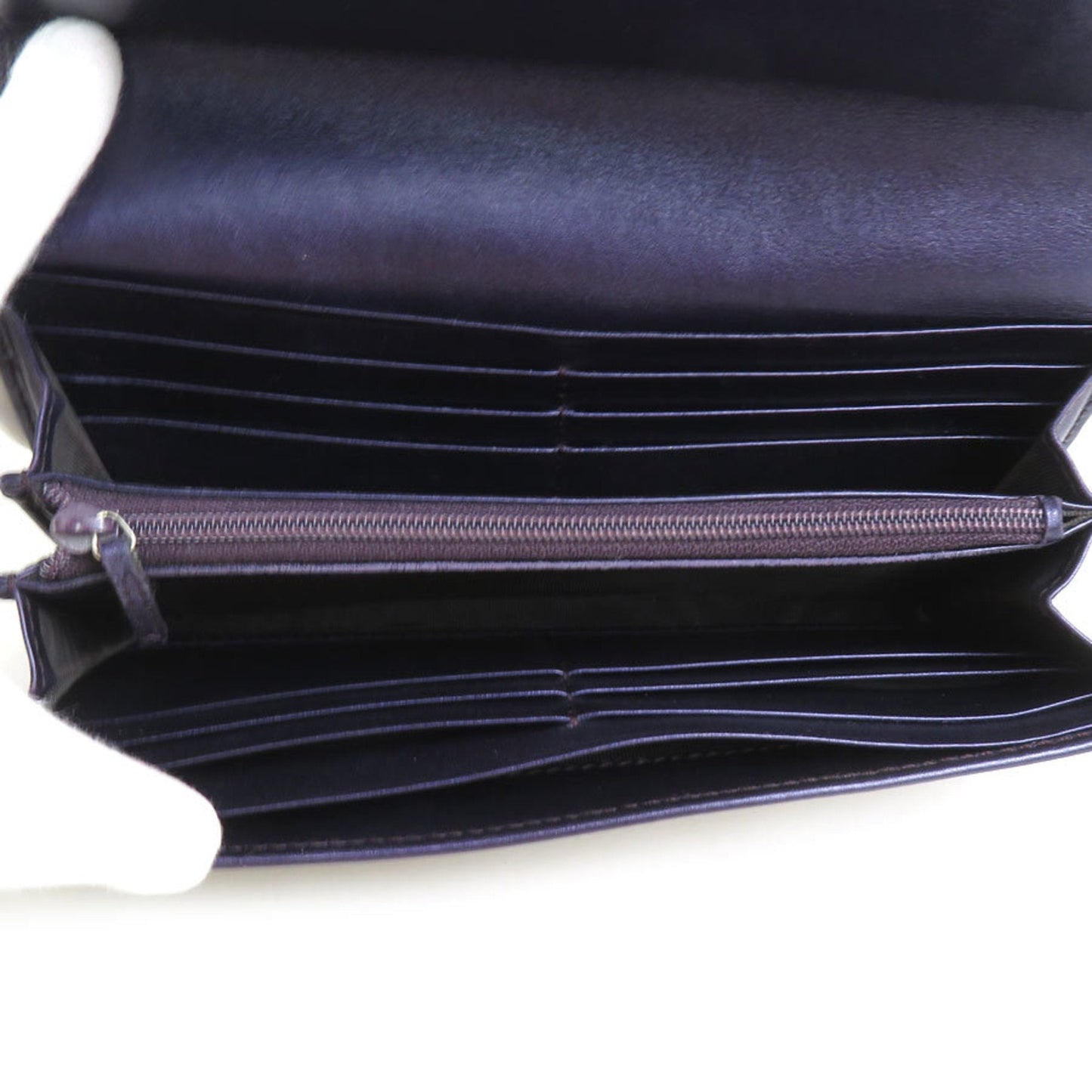 Gucci Beige Purple Gg Canvas Leather Long Wallet (Bi-Fold)