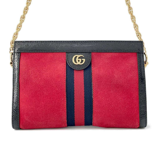Gucci Black Red Color Suede Pvc Shoulder Bag ()