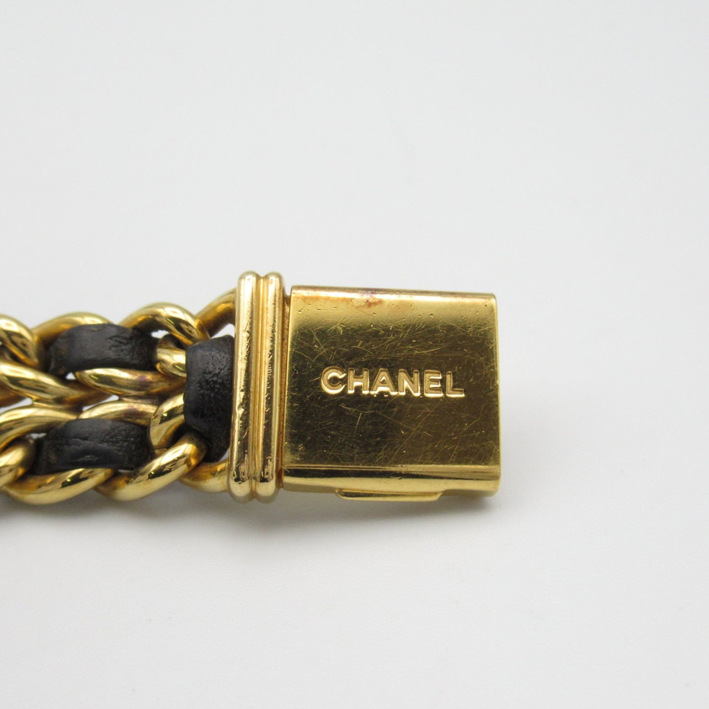 CHANEL Premiere S Wrist Watch H0001 Quartz Black Gold Plated Leather belt H0001