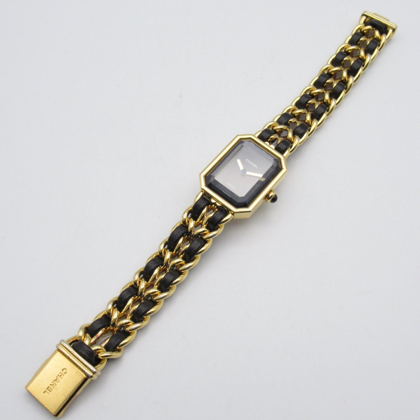 CHANEL Premiere L Wrist Watch H0001 Quartz Black Gold Plated Leather belt H0001