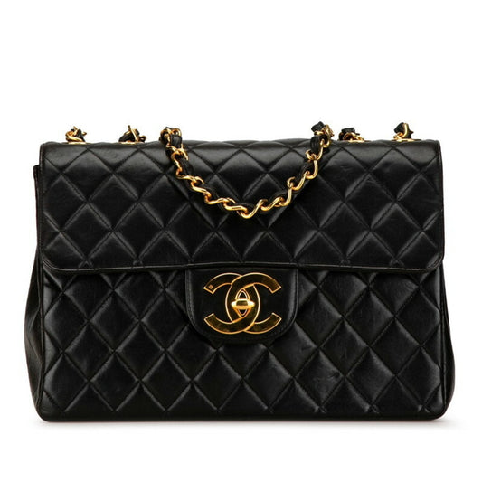 Chanel Matelasse 30 Coco Mark Chain Shoulder Bag Black Lambskin Women's CHANEL