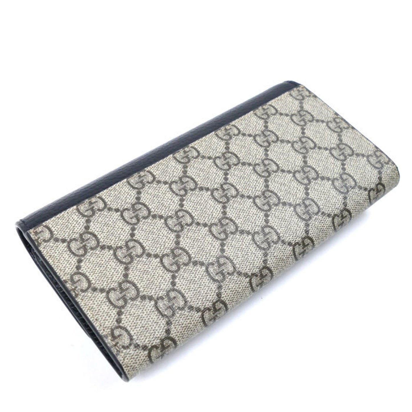 Gucci Beige Black Gg Supreme Canvas Leather Coin Purse/Coin Case