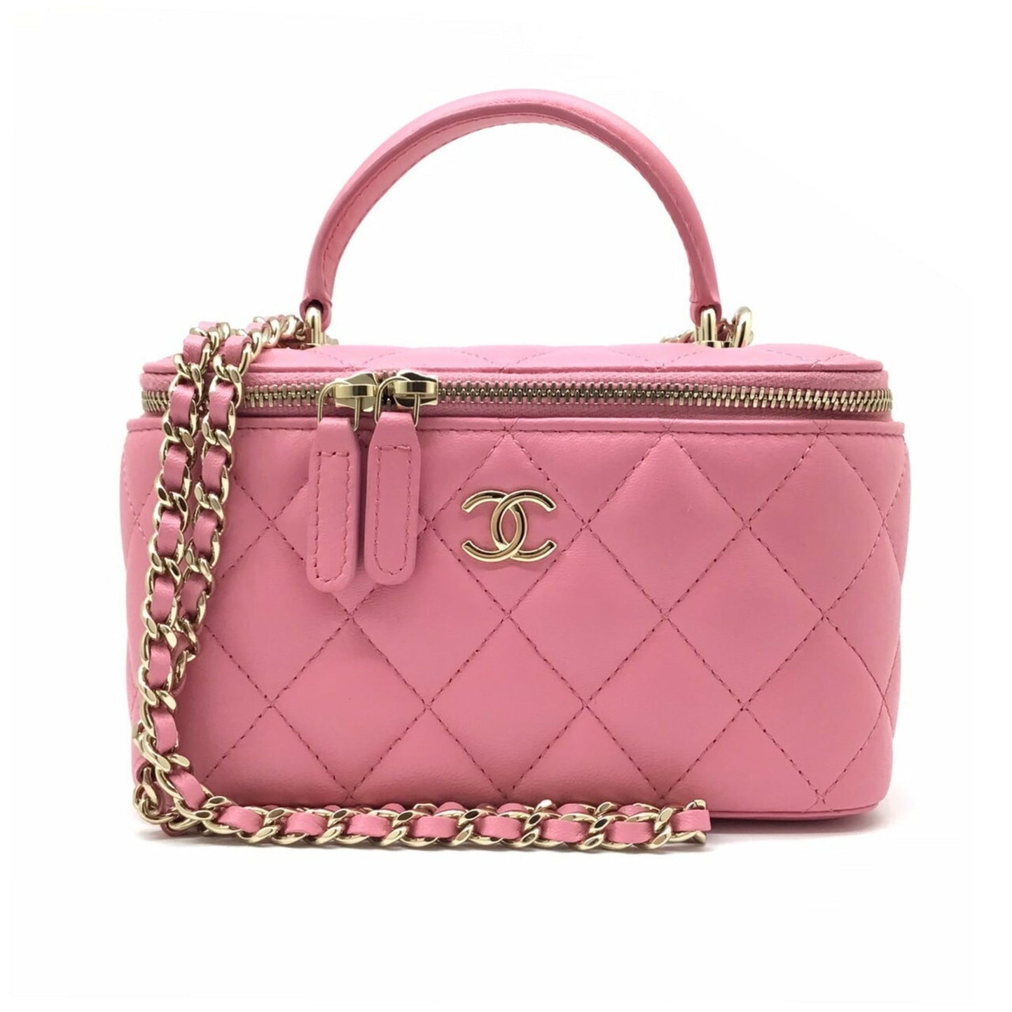 CHANEL Vanity Chain Bag AP2199 Lambskin Pink G Hardware Shoulder Women Men