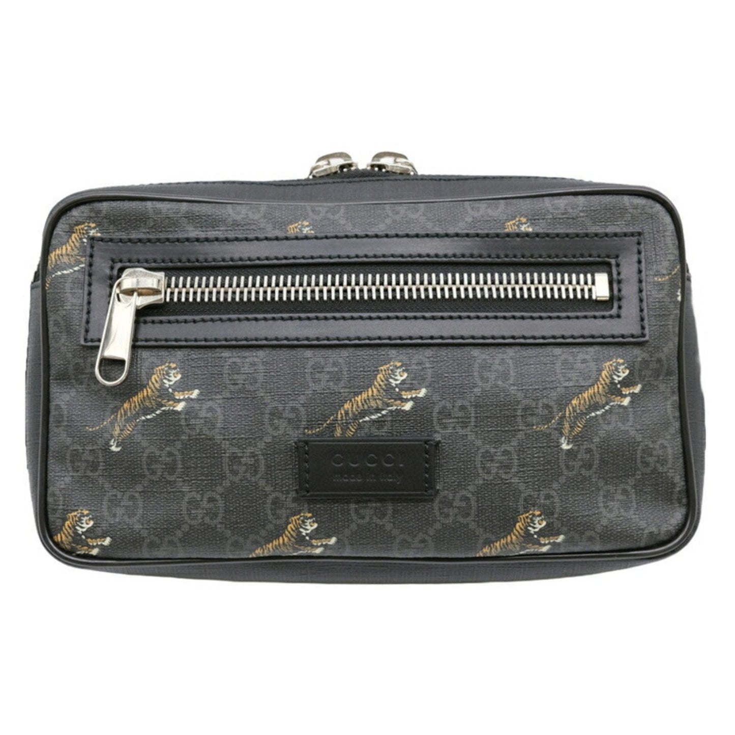 Gucci Black Gg Supreme Canvas Leather Sling Bag