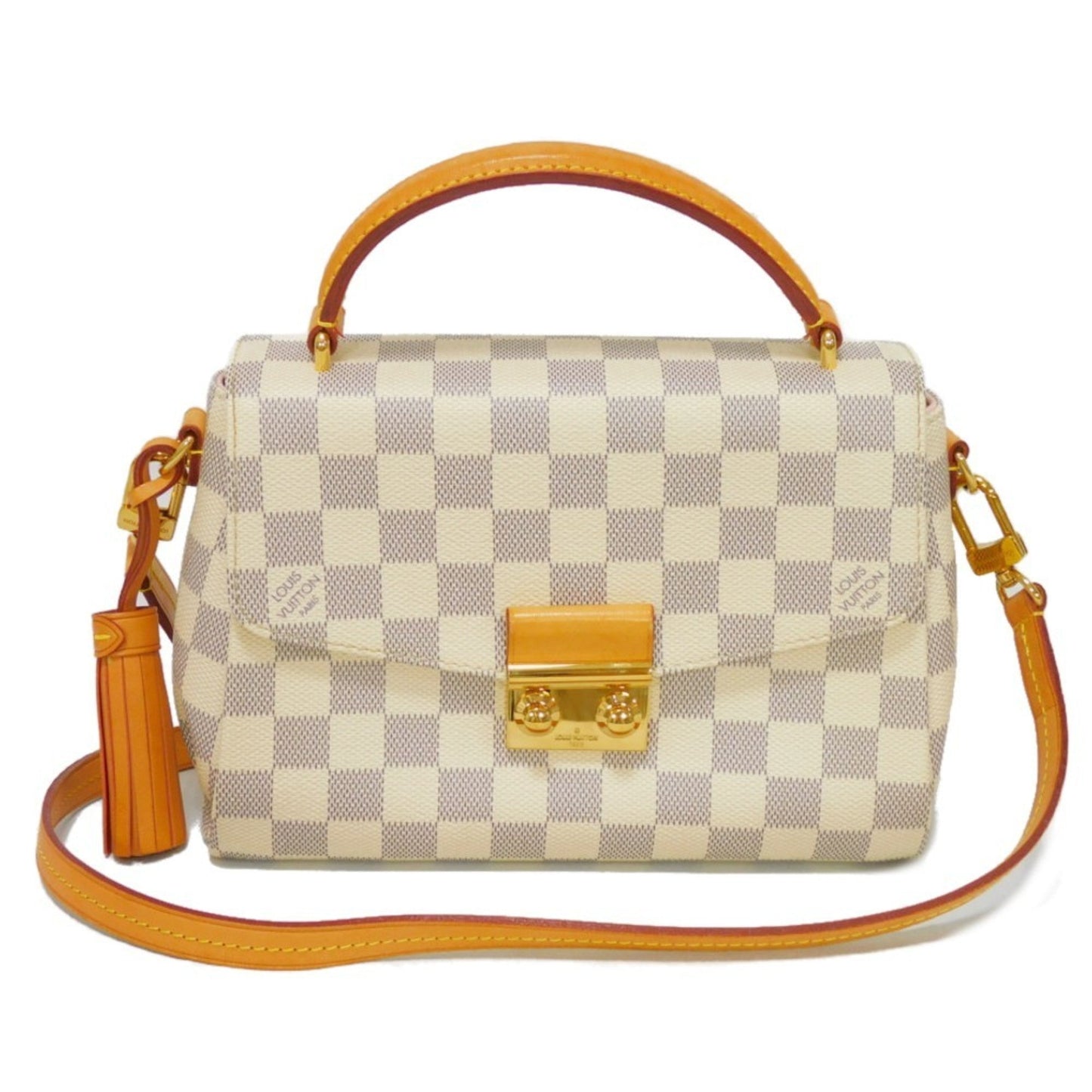 LOUIS VUITTON Handbag Croisette Tassel Ivory 2WAY Shoulder Bag Damier Azur Rose Ballerine N41581 Women's