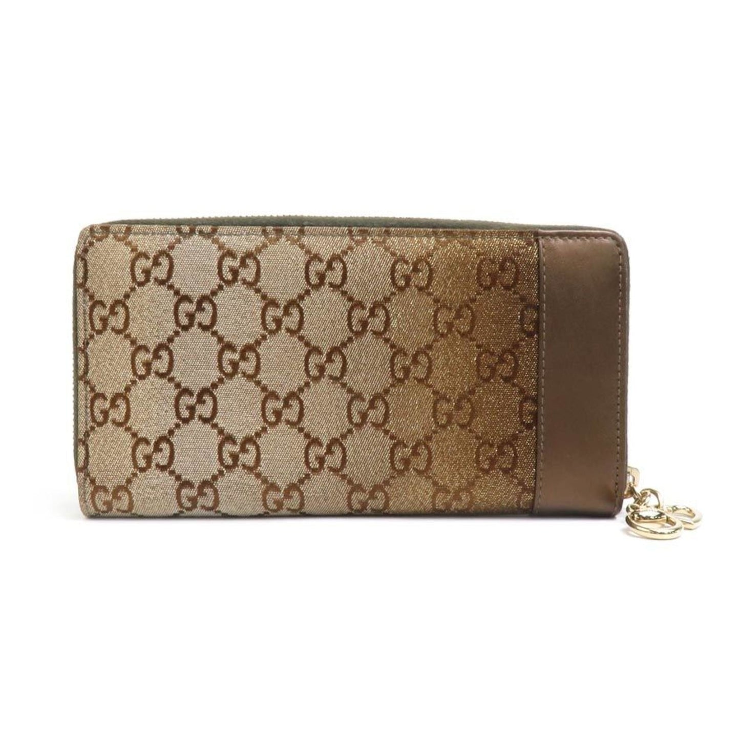 Gucci Brown Canvas Leather Long Wallet (Bi-Fold)