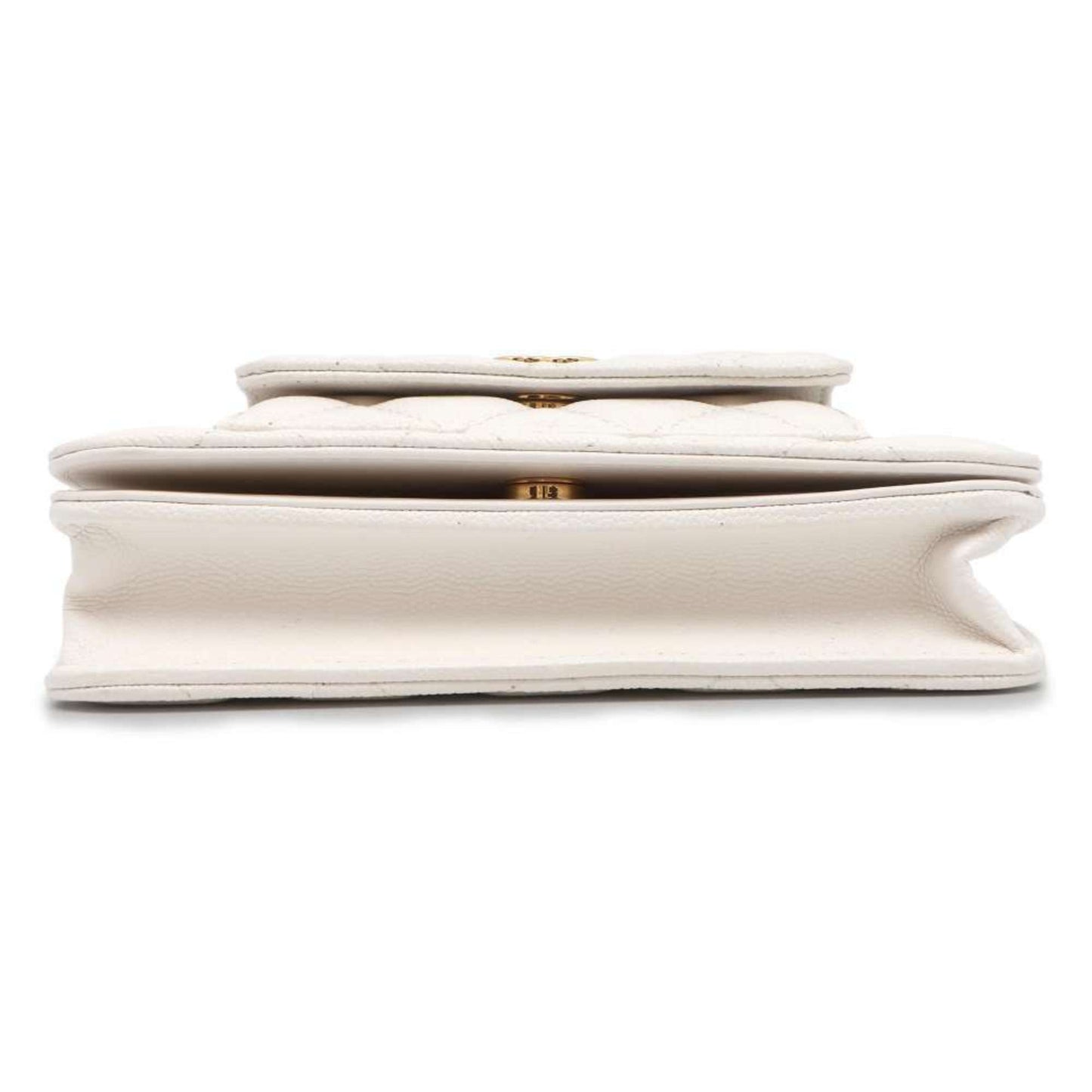 Chanel Chain Wallet Matelasse Coco Mark Caviar Skin CHANEL Pochette White Pouch Women's WALLET