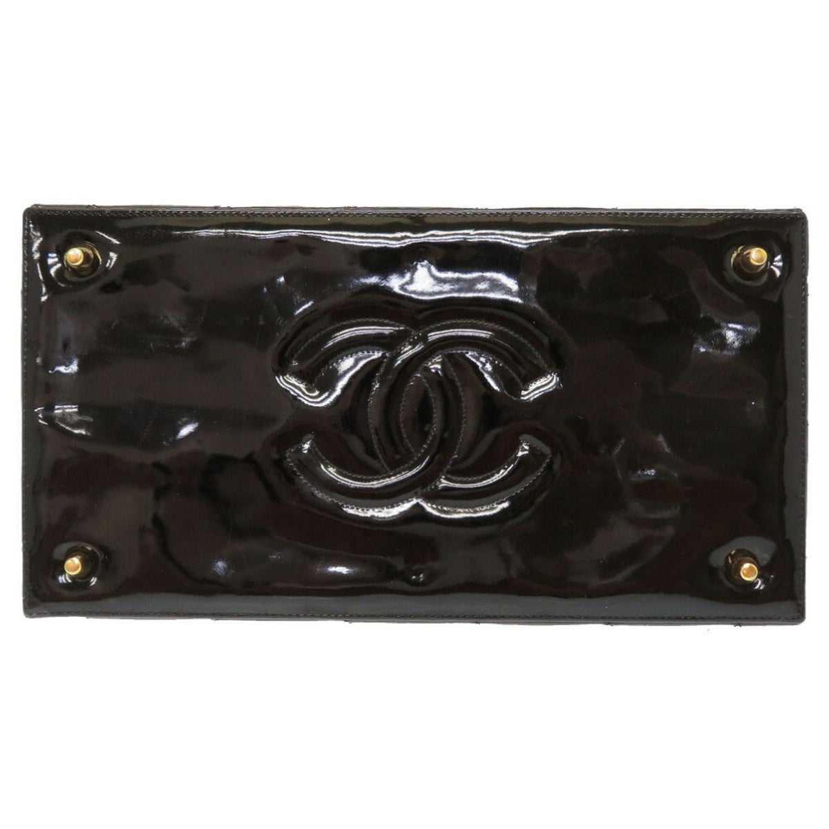Chanel Matrasse Enamel Black 2nd Gold Metal Fittings Vintage Coco Mark Turn Lock Vanity Bag 0032 CHANEL