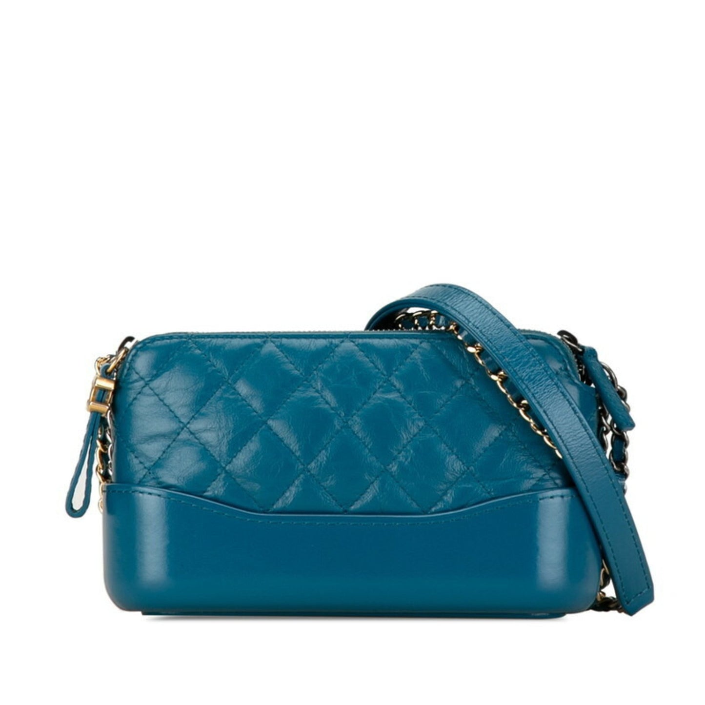 CHANEL Gabrielle de Chanel Small Chain Shoulder Bag Blue Leather Women's