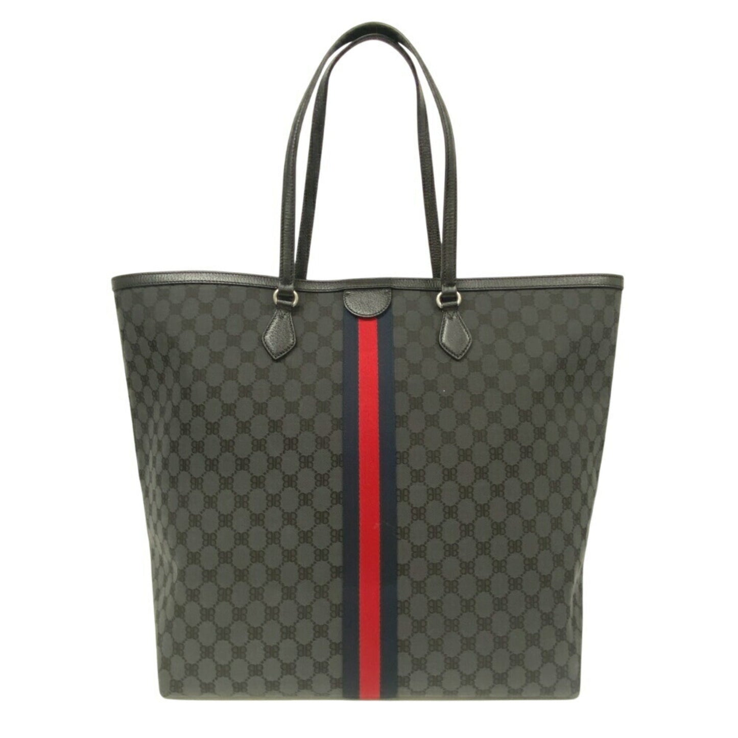 Gucci Black Canvas Leather Tote Bag