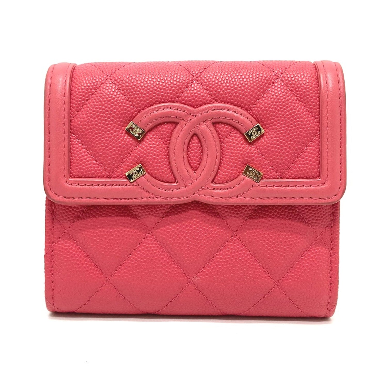 Chanel AP0375 CC filigree medium wallet Trifold wallet Pink Based