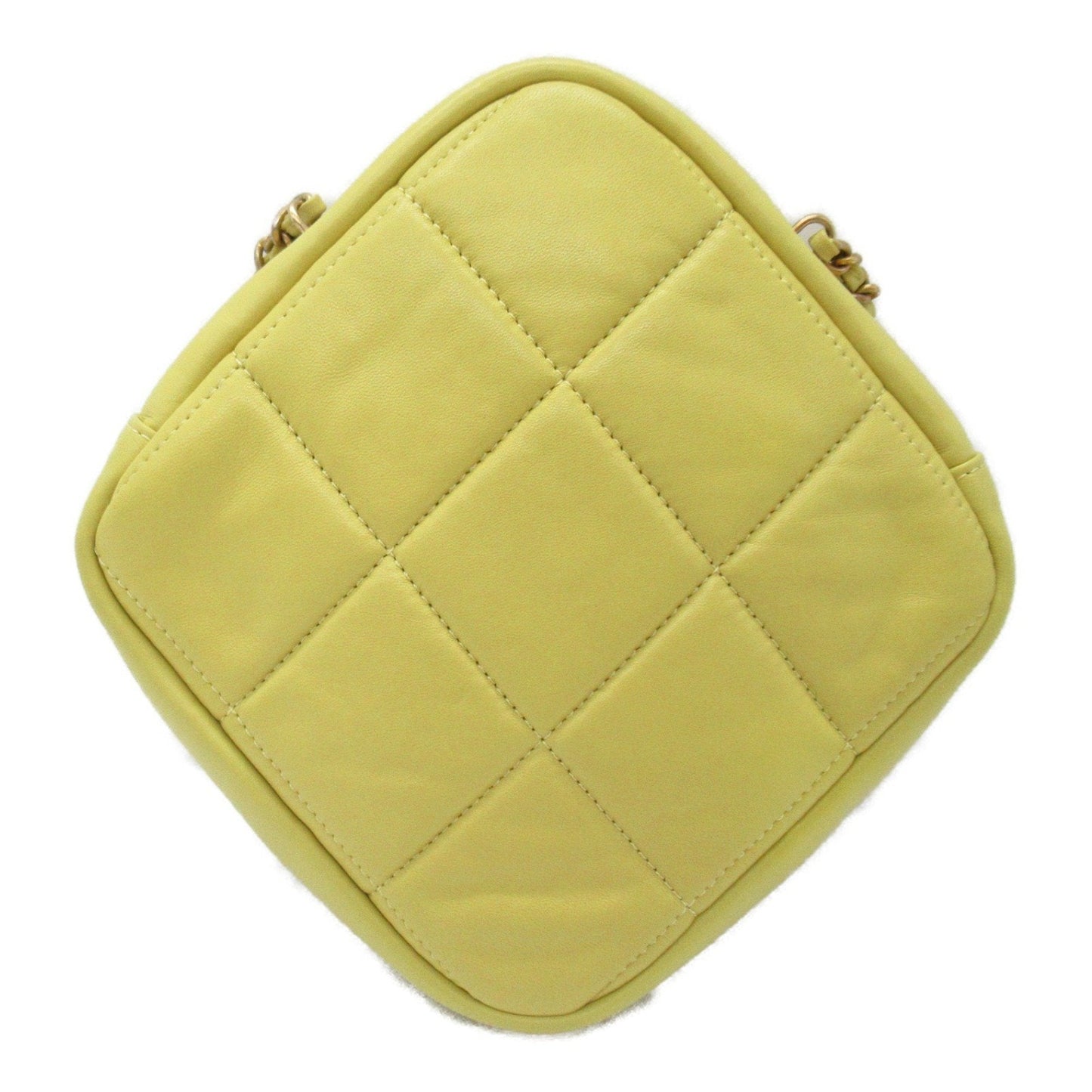 CHANEL Chain Shoulder Bag, Lambskin (Sheepskin), Women's, Yellow