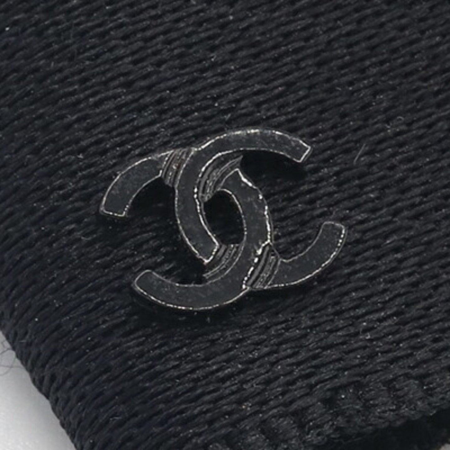 CHANEL Barrette Black Satin Hair Ribbon Clip for Women