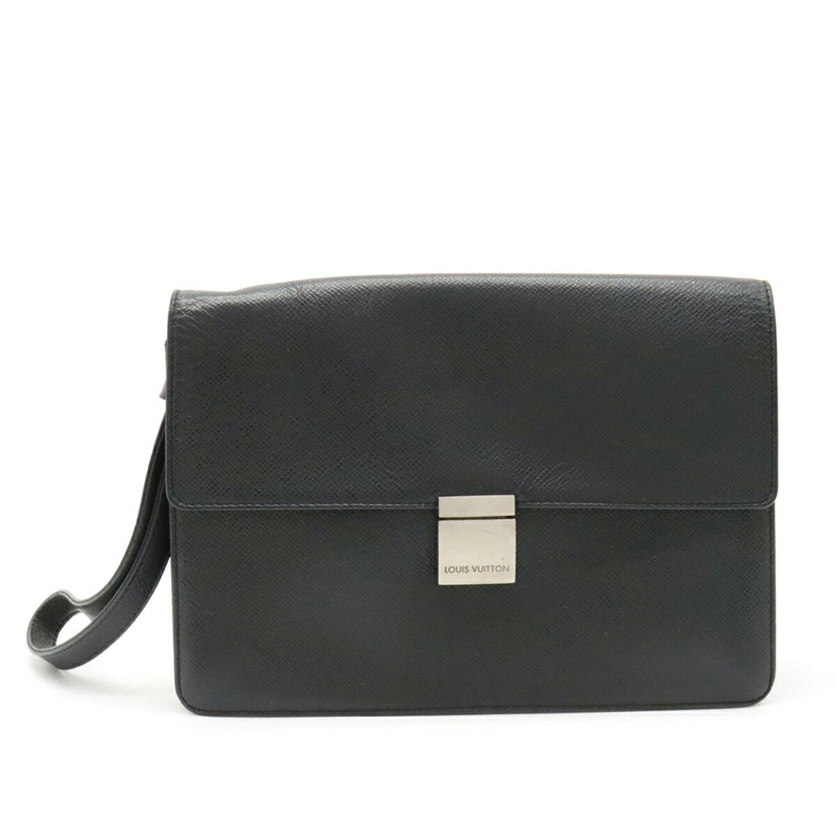 LOUIS VUITTON Taiga Selenga Second Bag Clutch Leather Ardoise Black M30782