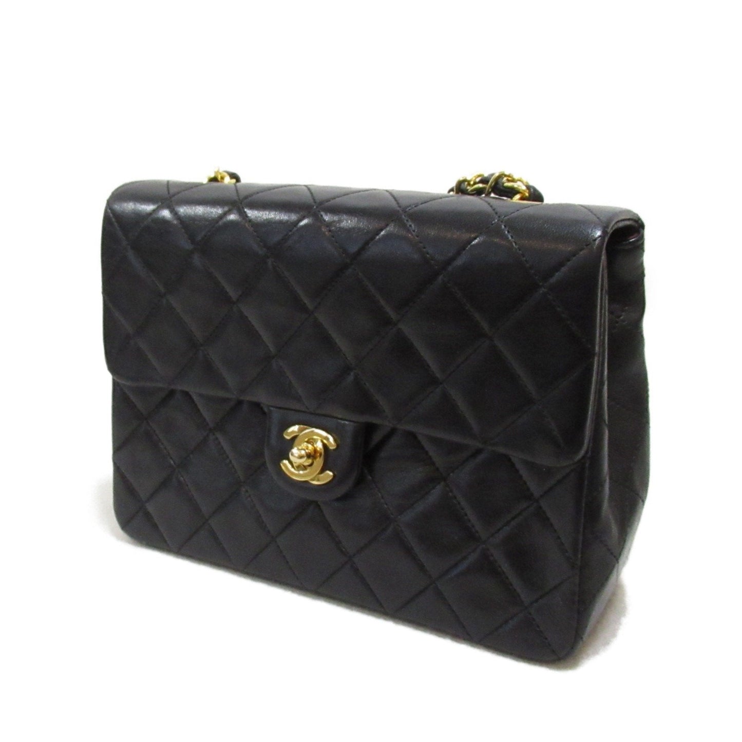 CHANEL Mini Matelasse ChainShoulder bag Black Lambskin (sheep leather)
