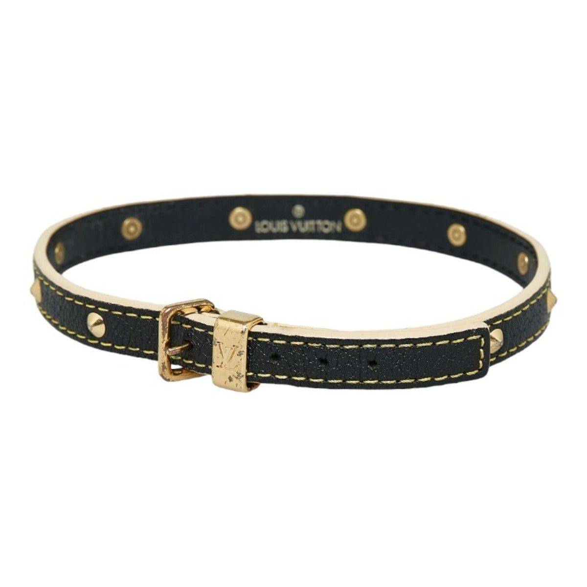 LOUIS VUITTON Suhari Bracelet Double Tour M91844 Black Leather Ladies