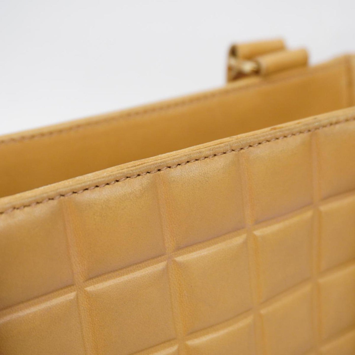 Chanel Tote Bag Chocolate Bar Lambskin Beige Women's