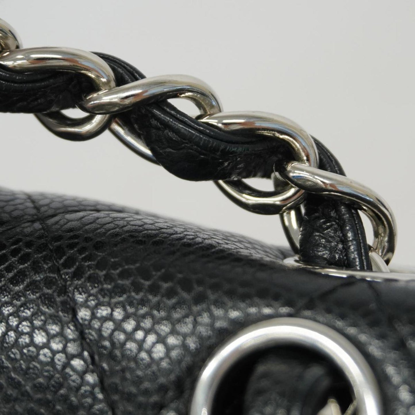 Chanel Shoulder Bag Matelasse W Flap Chain Caviar Skin Black Women's