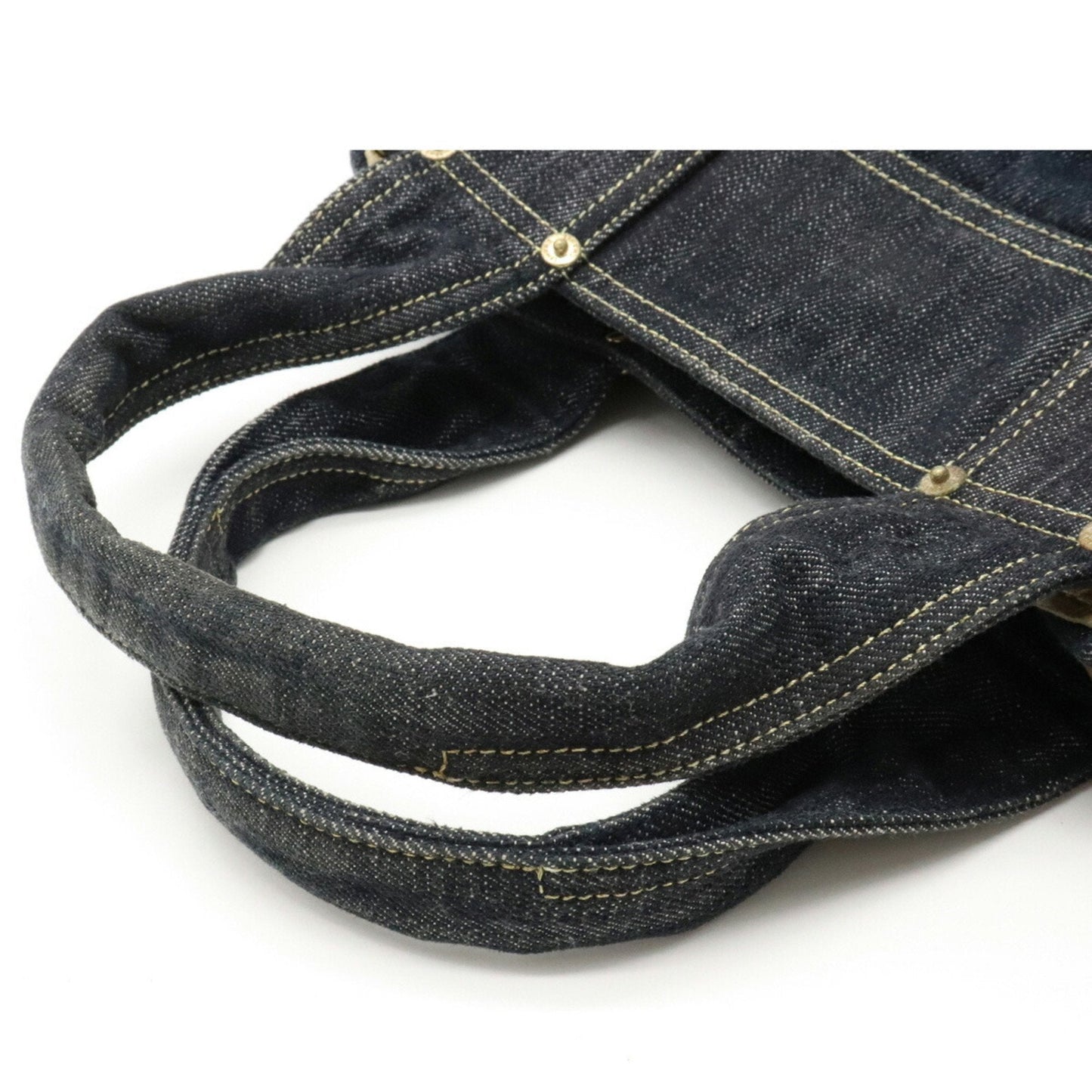 Chanel sparkling here mark tote bag handbag indigo blue dark A31984