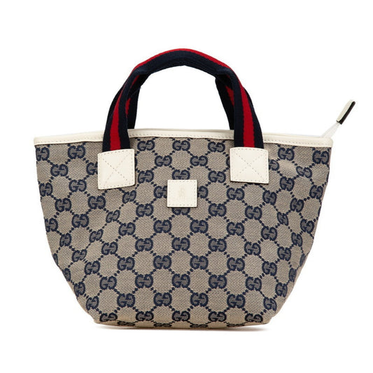 Gucci Gg Canvas Navy Canvas Leather Handbag ()