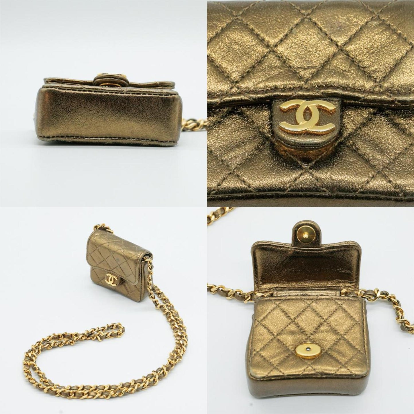CHANEL Shoulder Bag Matelasse Leather Gold Women's PD288