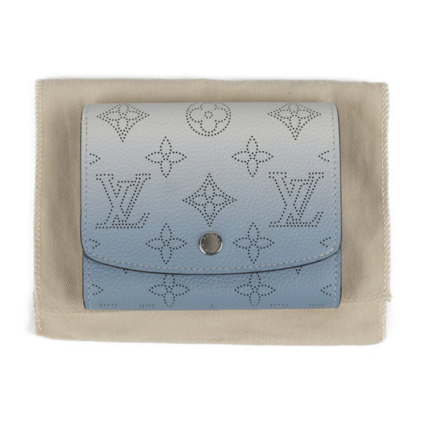 LOUIS VUITTON Portefeuille Iris Compact Monogram Mahina Bifold Wallet M80492 Leather Blue Gradation Silver Metal Fittings