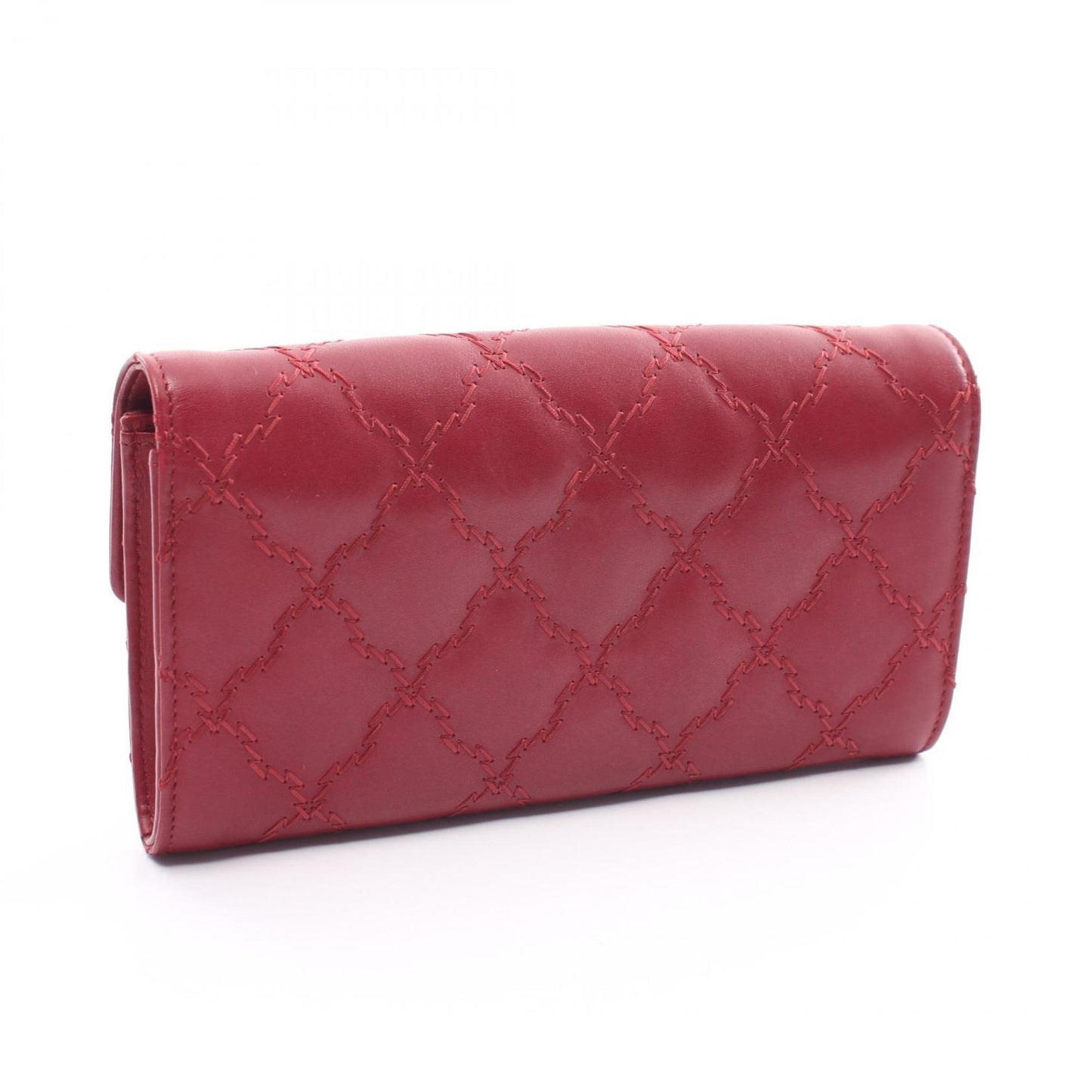 CHANEL Ultra Stitch Coco Mark Bi-fold Long Wallet Leather Women's Red A69097