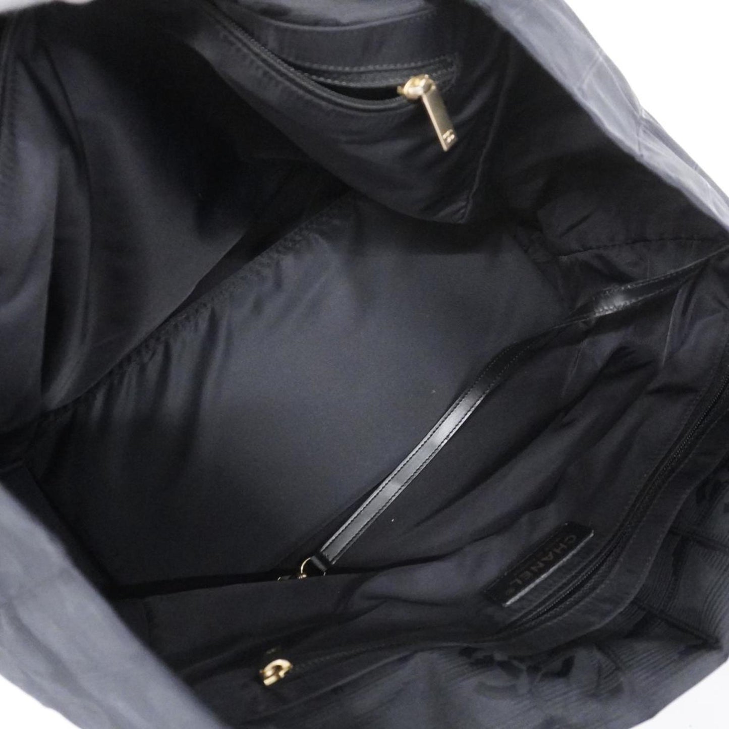 Chanel Tote Bag New Travel Nylon Black Champagne Women's