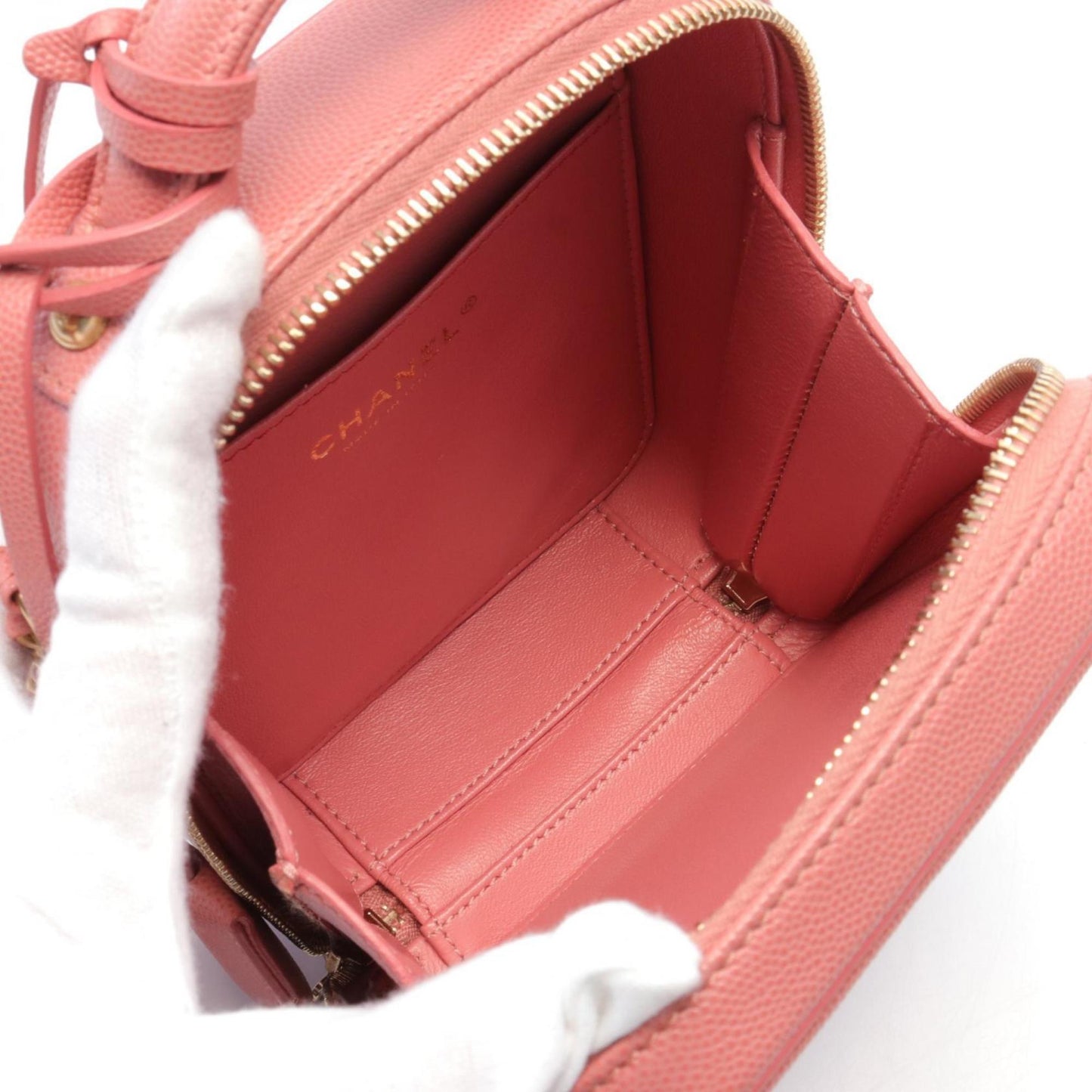 Chanel CHANEL CC Figley Shoulder Bag Caviar Skin Women's Pink AS0988