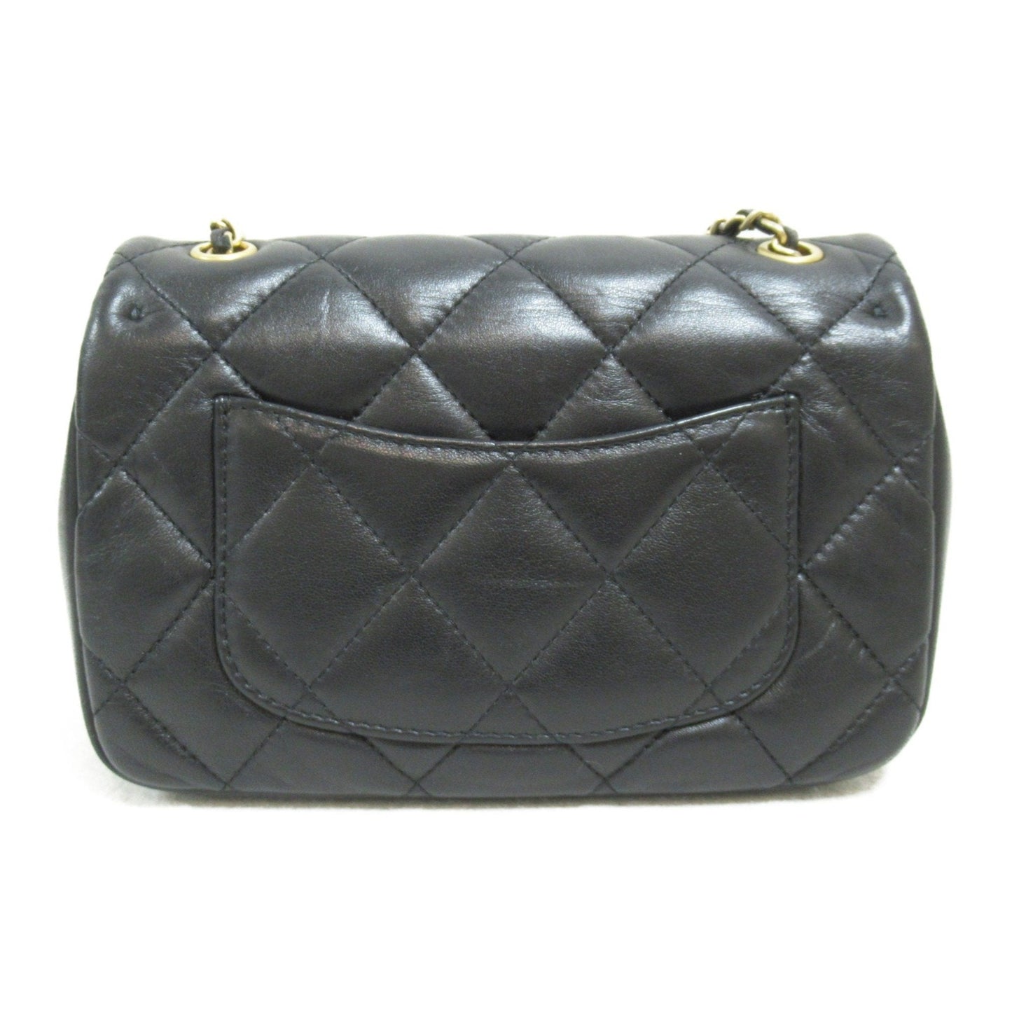 CHANEL Mini Matelasse Chain Shoulder Bag Black Lambskin (sheep leather) AS3456