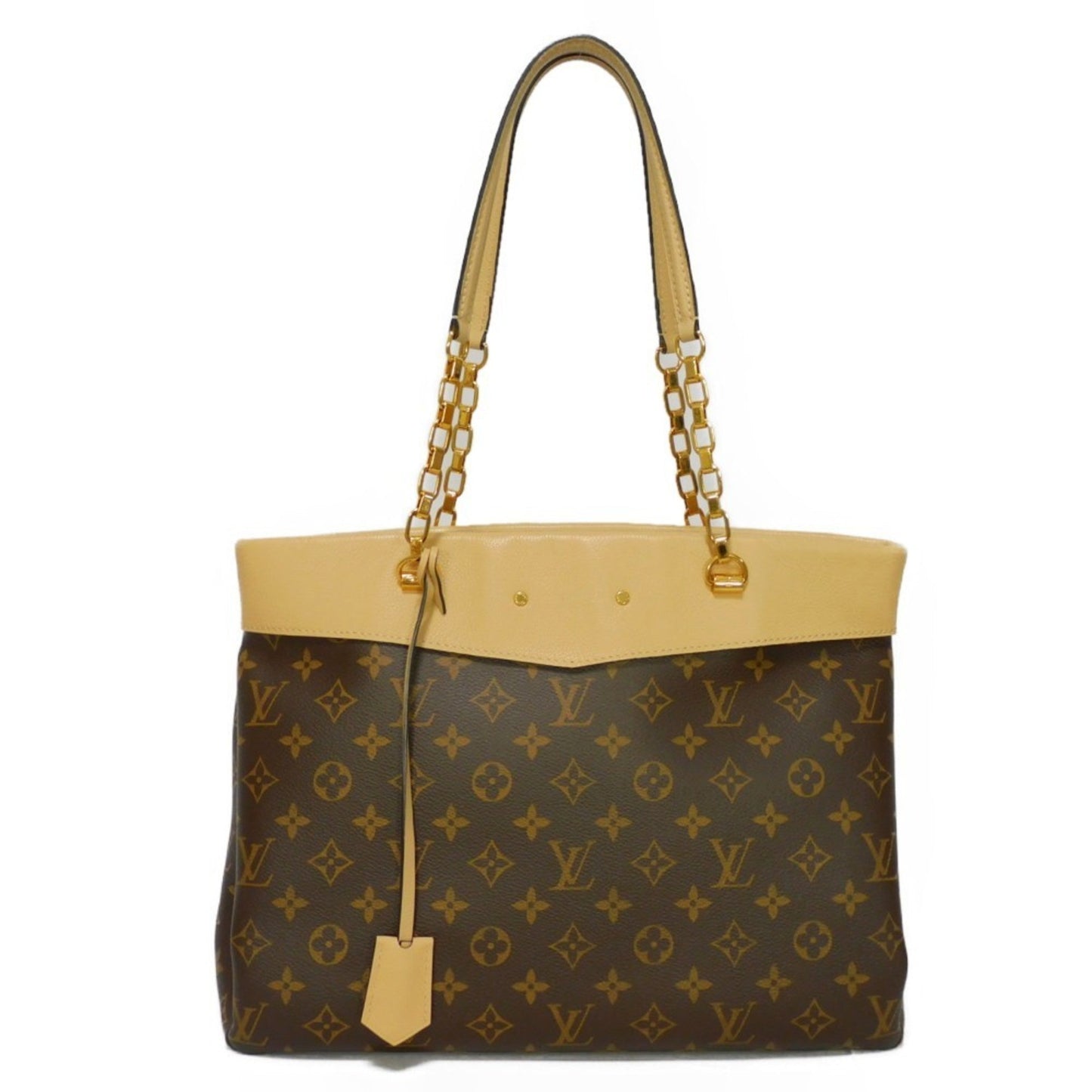 LOUIS VUITTON Shoulder Bag Pallas Shopper LV Logo Flower Beige Monogram Dune M41580 Women's