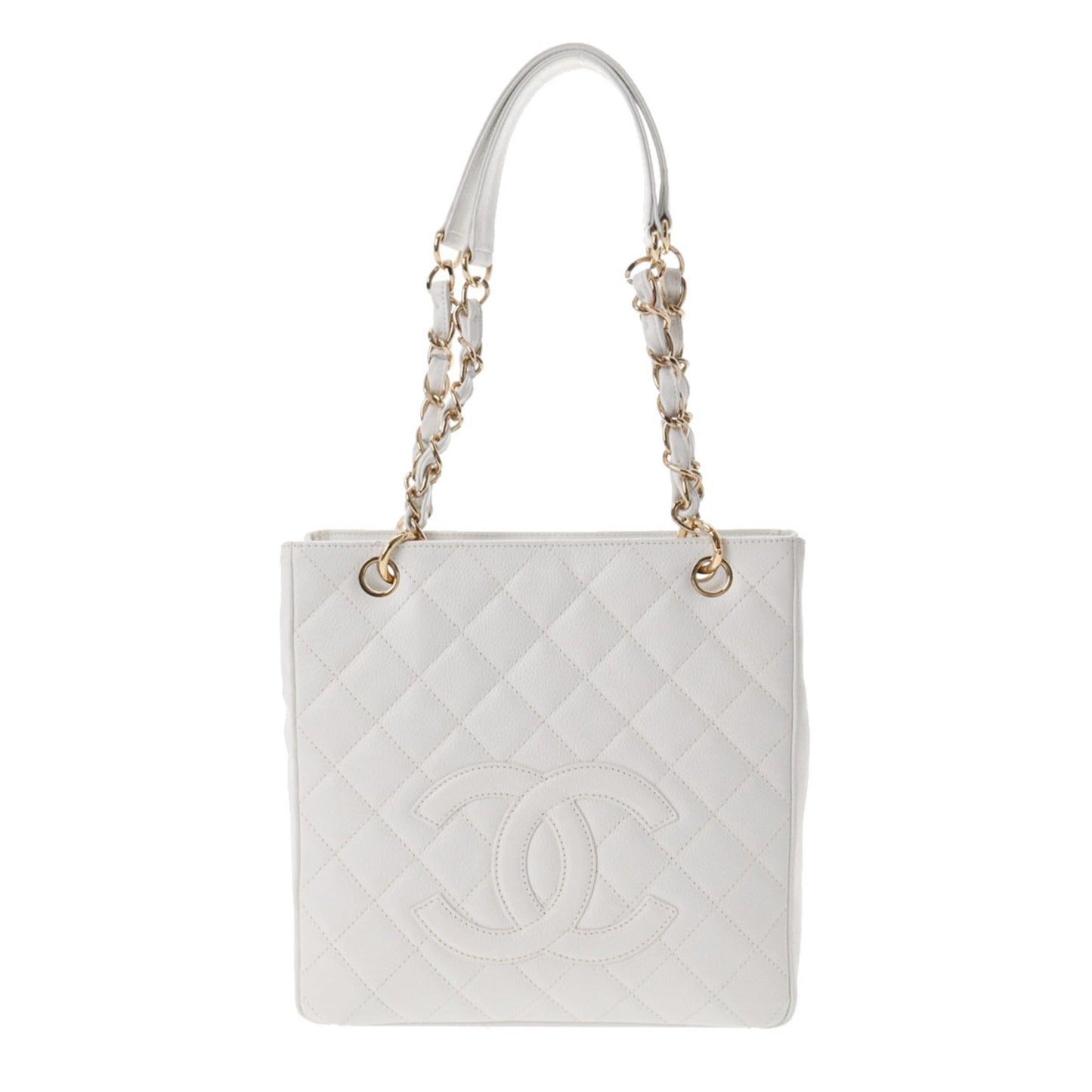 CHANEL PST White Women's Caviar Skin Tote Bag