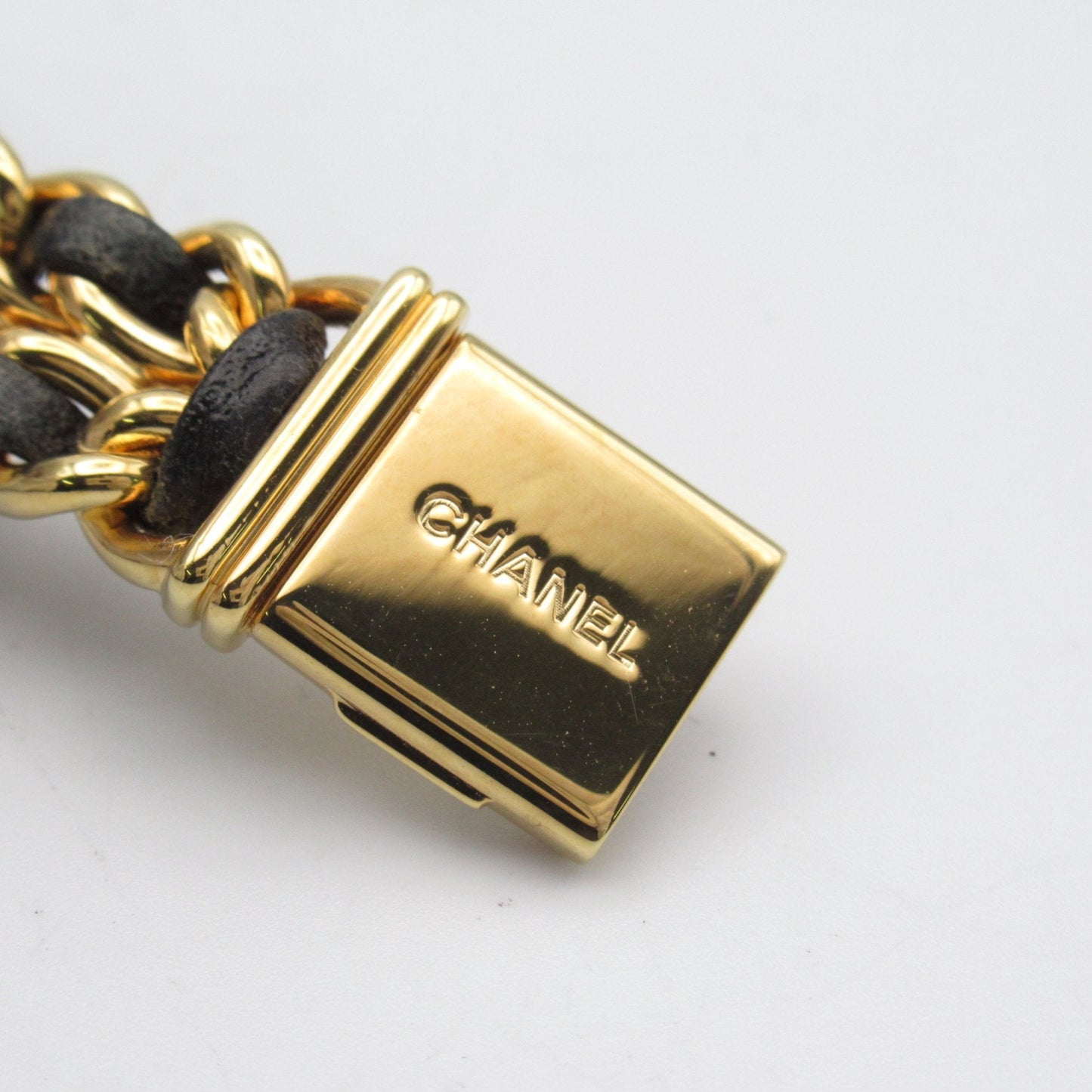 CHANEL Premiere L Wrist Watch H0001 Quartz Black Gold Plated Leather belt H0001